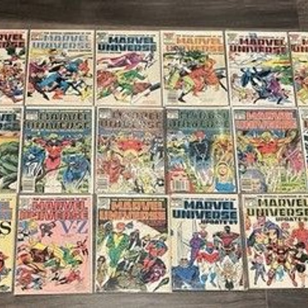 Marvel Universe Comic Book Lot of 17 Vintage 1985 Encyclopedia Like