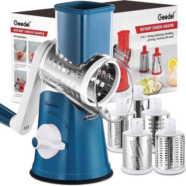 Geedel Rotary Cheese Grater Hand Crank, Cheese Shredder Vegetable Slicer