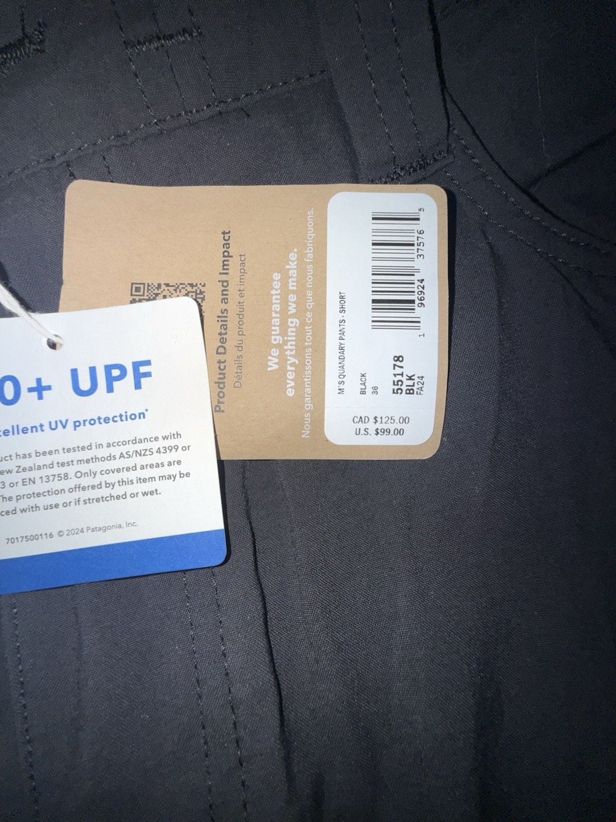Patagonia Men’s Black Chino Pants 38 Regular Straight 50+ UPF Flat Front NWT 3