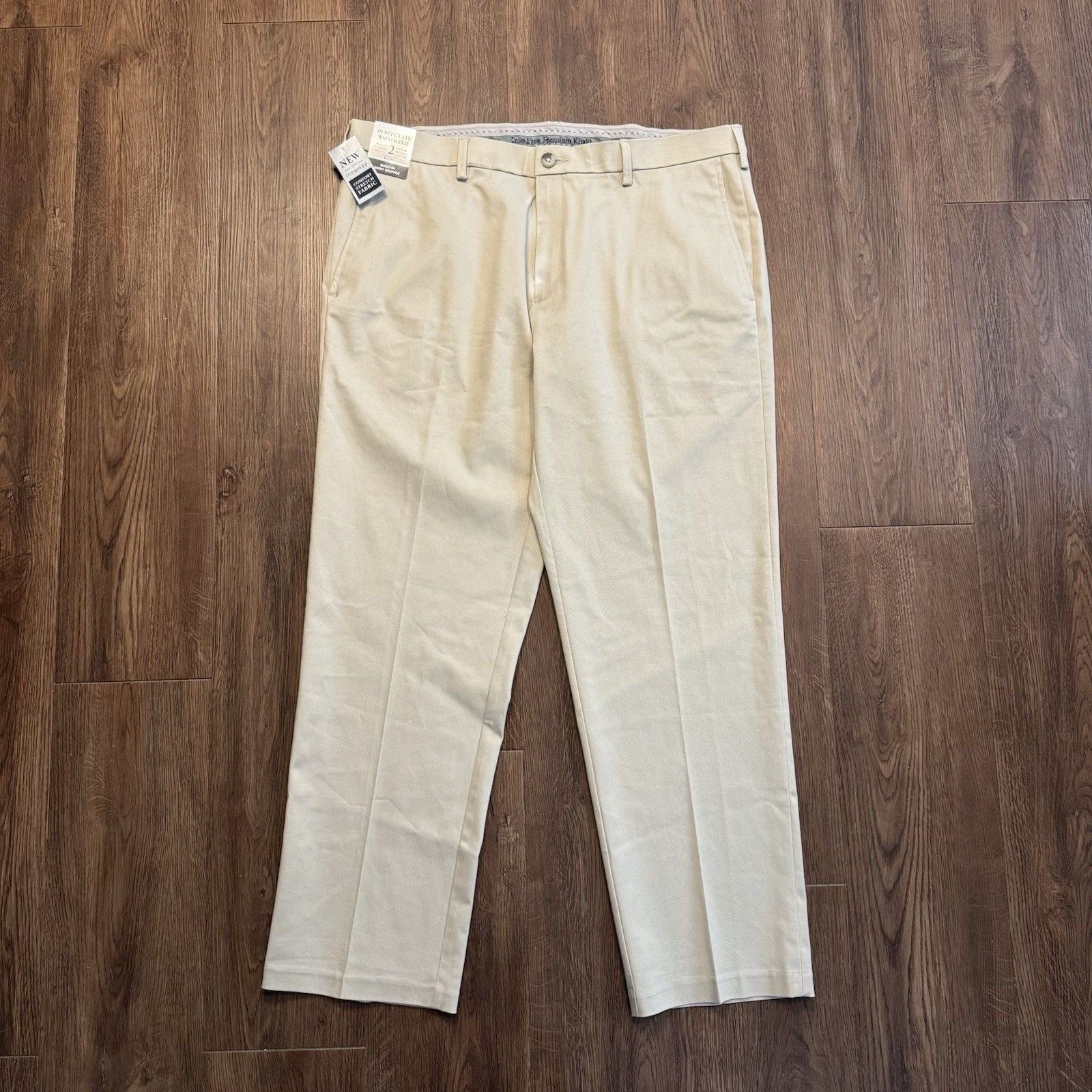 NWT Haggar Mens Iron Free Premium Khakis 38x30 Shirt Grip Straight Fit Casual 3