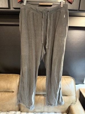 Polo Ralph Lauren Men's Gray Waffle Knit Drawstring Logo Pajama Pants XL 2