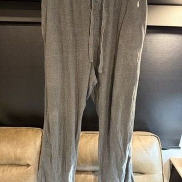 Polo Ralph Lauren Men's Gray Waffle Knit Drawstring Logo Pajama Pants XL