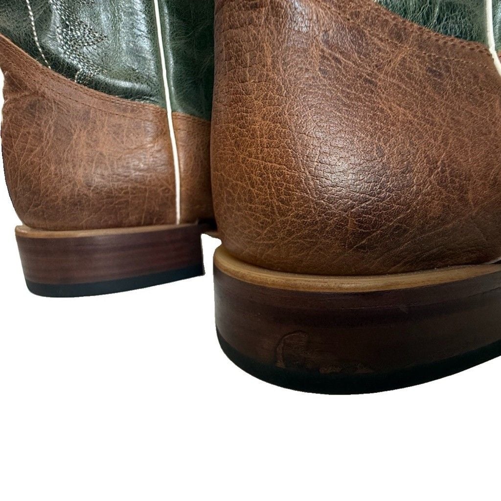 J.B. Dillon Reserve JBR1112 Brown Green Square Toe Western Boots Men's Size 13D 5