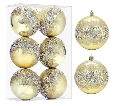 ✨ 6-Piece Gold & Silver Glitter Christmas Ornaments ✨ 1