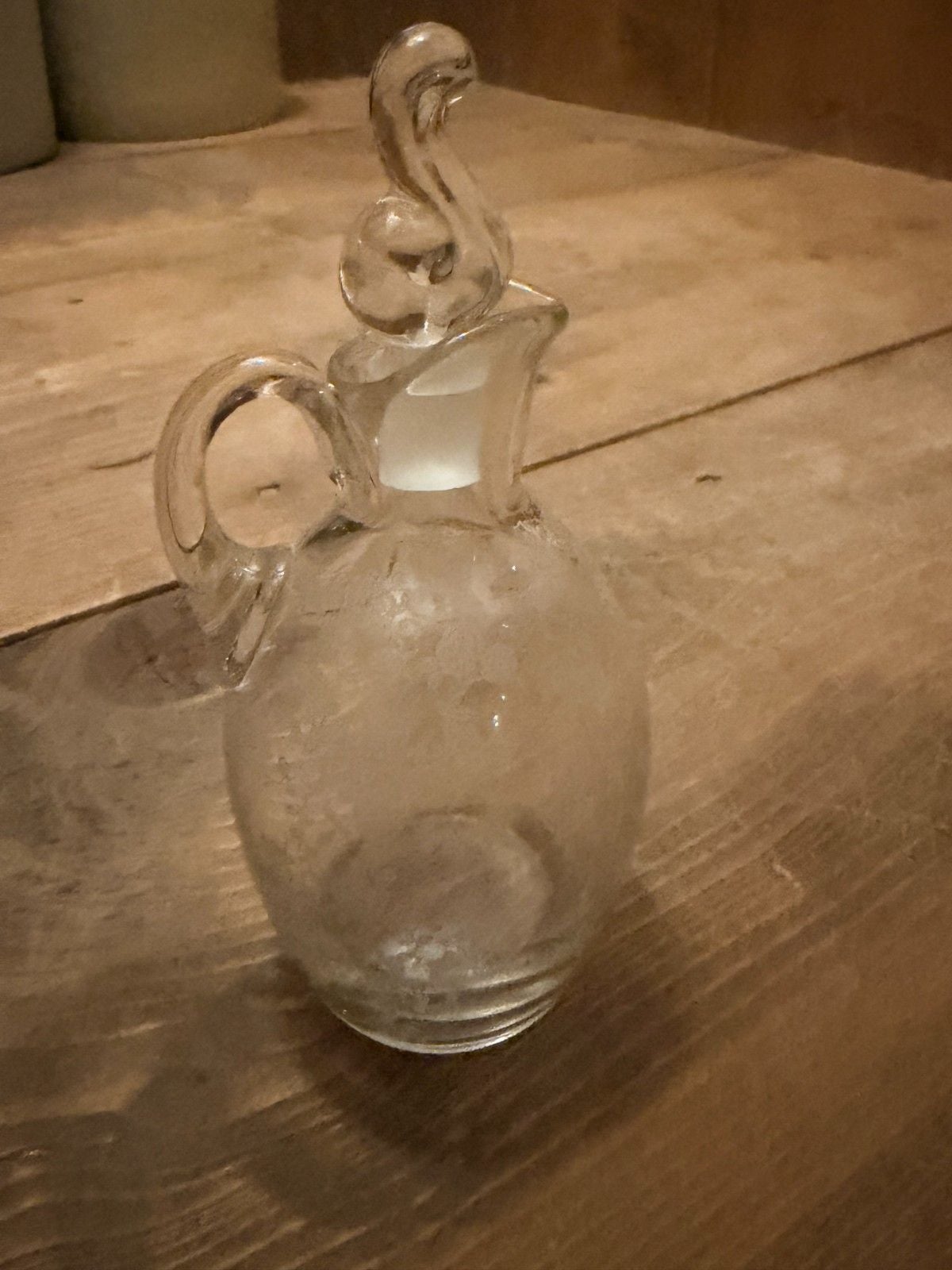 Vtg Cambridge Glass Chantilly Etched Crystal Cruet Bottle Flame Stopper 3900/100 1