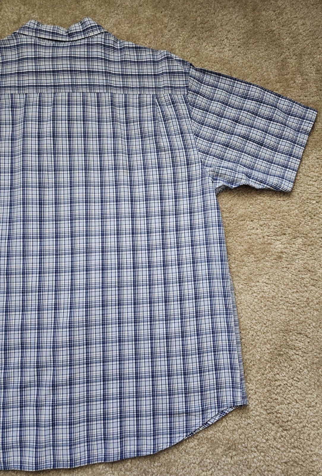 Nautica Jeans Company Mens XL Blue Plaid Short Sleeve Button Down 100% Cotton 9