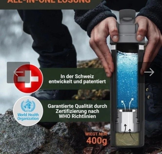 BACHGOLD Outdoor Water Filter Bottle 650ml 1500L Camping Hiking Survival BPA-Fre 6