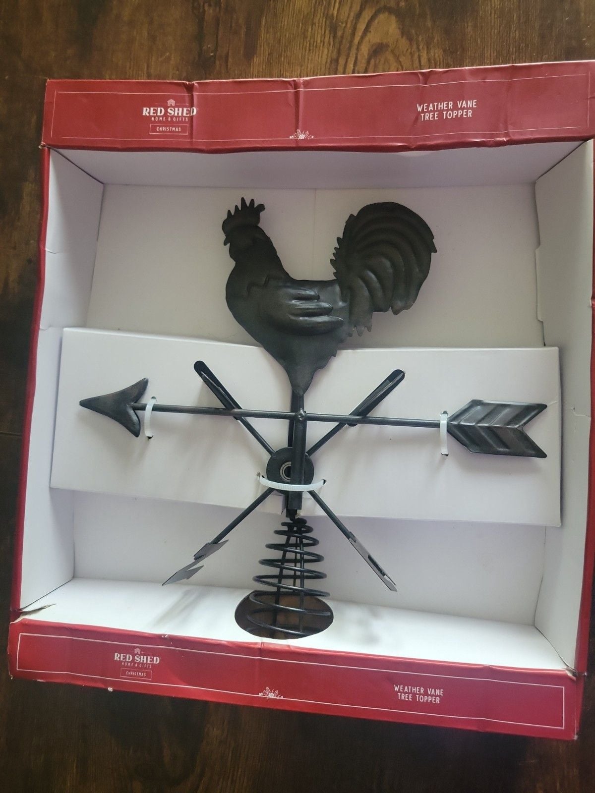 Red Shed Rooster Weathervane Christmas Tree Topper Metal Farmhouse Decor NEW 2