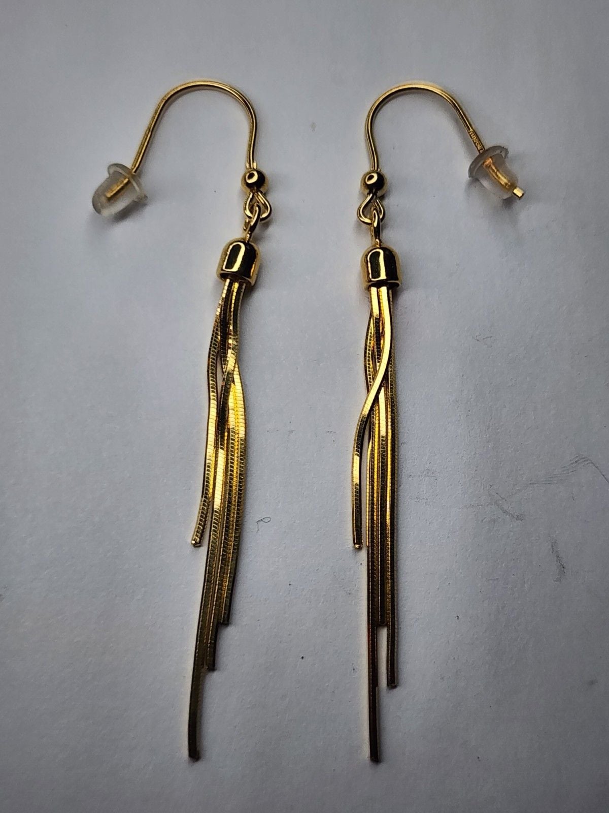 Gold Over Sterling Silver Dyadema Tassel Dangle Earrings. 2