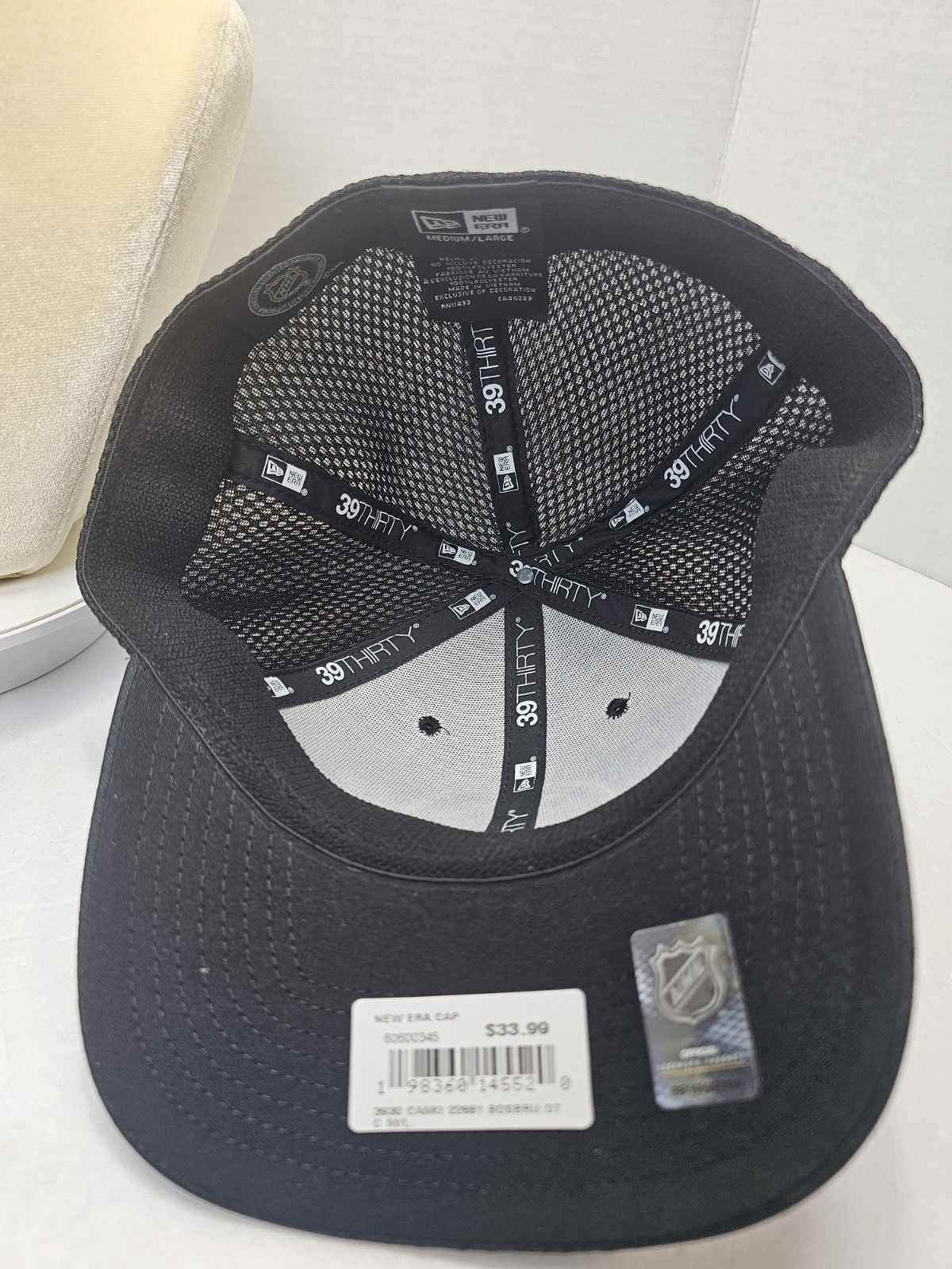 New Era Boston Bruins 39THIRTY M/L Black Camo Mesh Stretch Fit Hat NHL NWT 7
