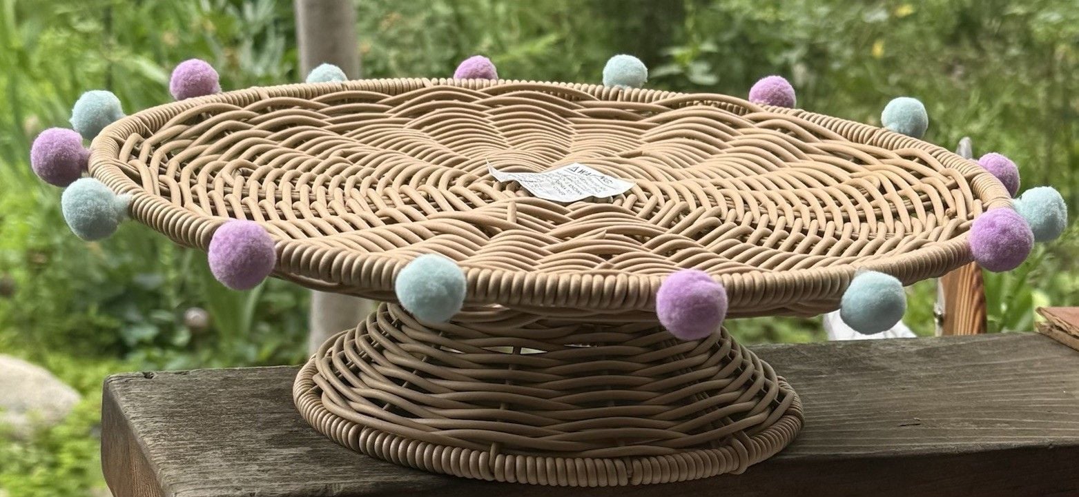 12 in Faux Rattan Cake Cupcake Pedestal Treat Stand Wicker Pastel Wedding,Party 6
