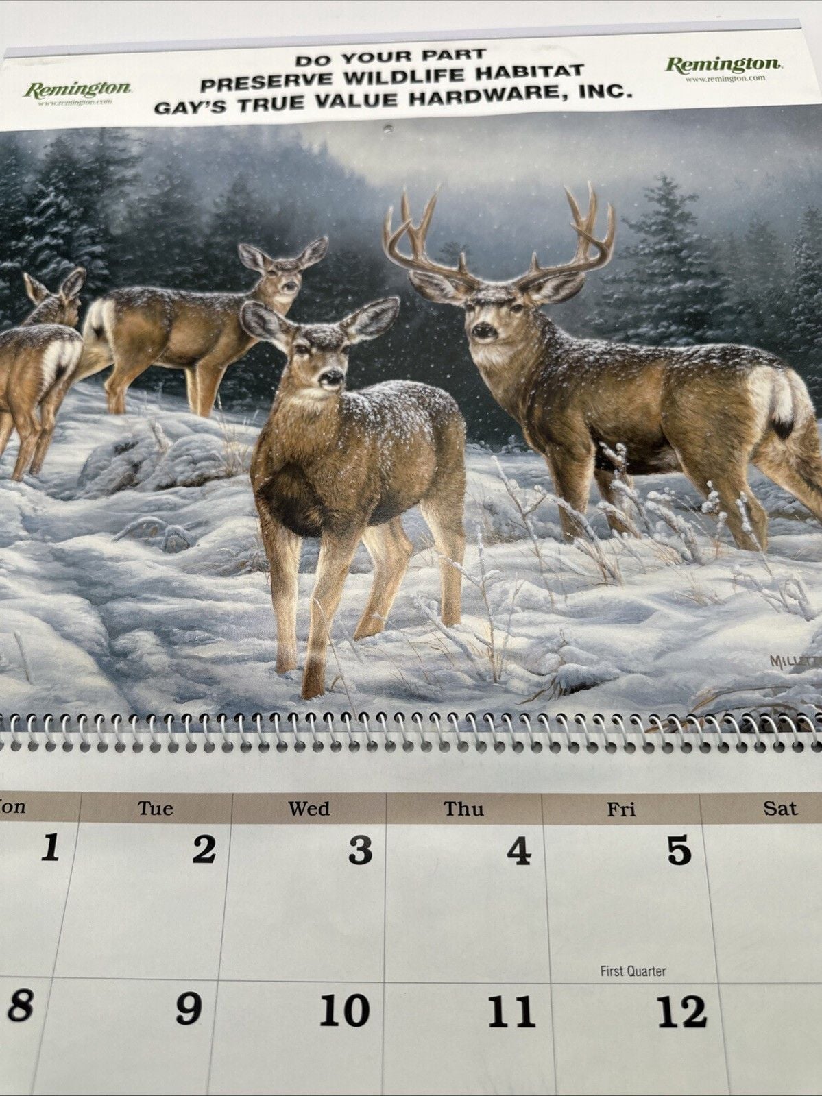Vintage 2008 Remington Hunting Calendar Gays True Value Tunkhannock Pa Deer Hunt 5