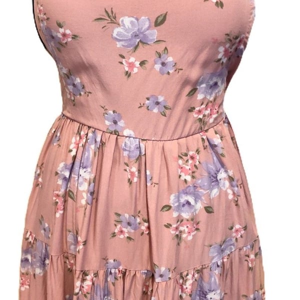 Streatwear Society Pink Flower Babydoll Tie back Sundress w Adjustable Straps XL
