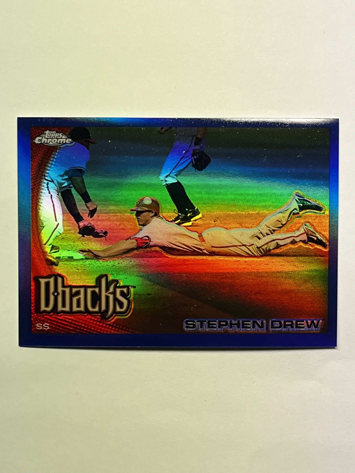 2010 Topps Chrome Stephen Drew #80 Blue Refractor /199 Arizona Diamondbacks 1