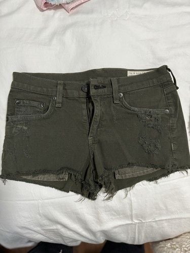 Rag & Bone for Intermix 24 Stretch denim low rise shorts 2 in inseam Army Green 12