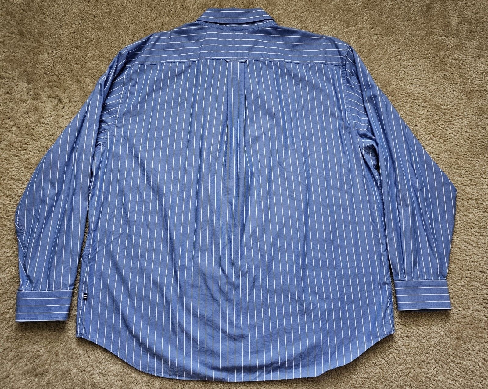 Nautica Mens XXL Blue White Stripe Long Sleeve Button Down Shirt 100% Cotton 7