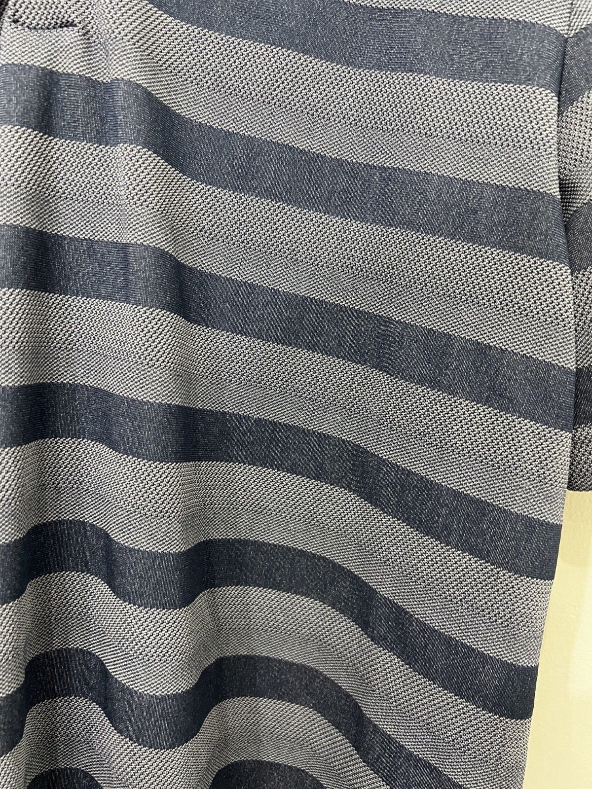 Adidas Polo Shirt Mens XL Blue Two-Color Striped Recycled Polyester Short Sleeve 4