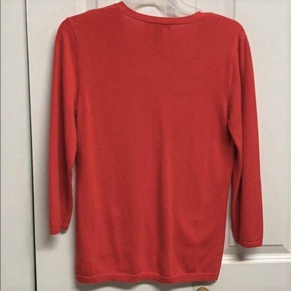 Ralph Lauren Red Cotton Pocket Logo V Neck Pull Over Knit Top Size S 5