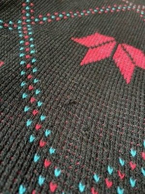 Vtg Gitano Sweater Womens M Navy & Pink Floral Geometric 80s 90s Cropped Knit 9