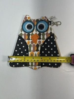 Ganz Quilted Canvas Owl Coin Purse Key Chain Handmade Key Hook GIFT NWT 4