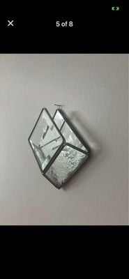 Glass Etched Hummingbird Back Mirror & Glass Wall Pocket Hanging Decor 2