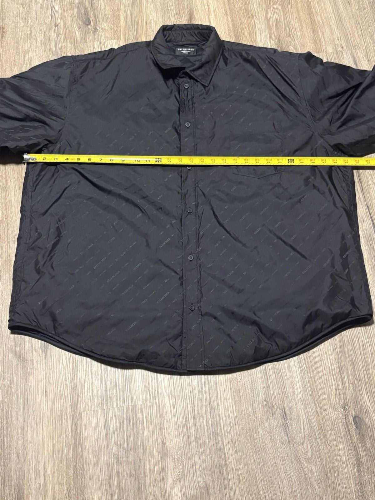 Balenciaga Wardrobe Unisex Quilted Jacket Size 50 Black Italy Allover Logo Snap 8