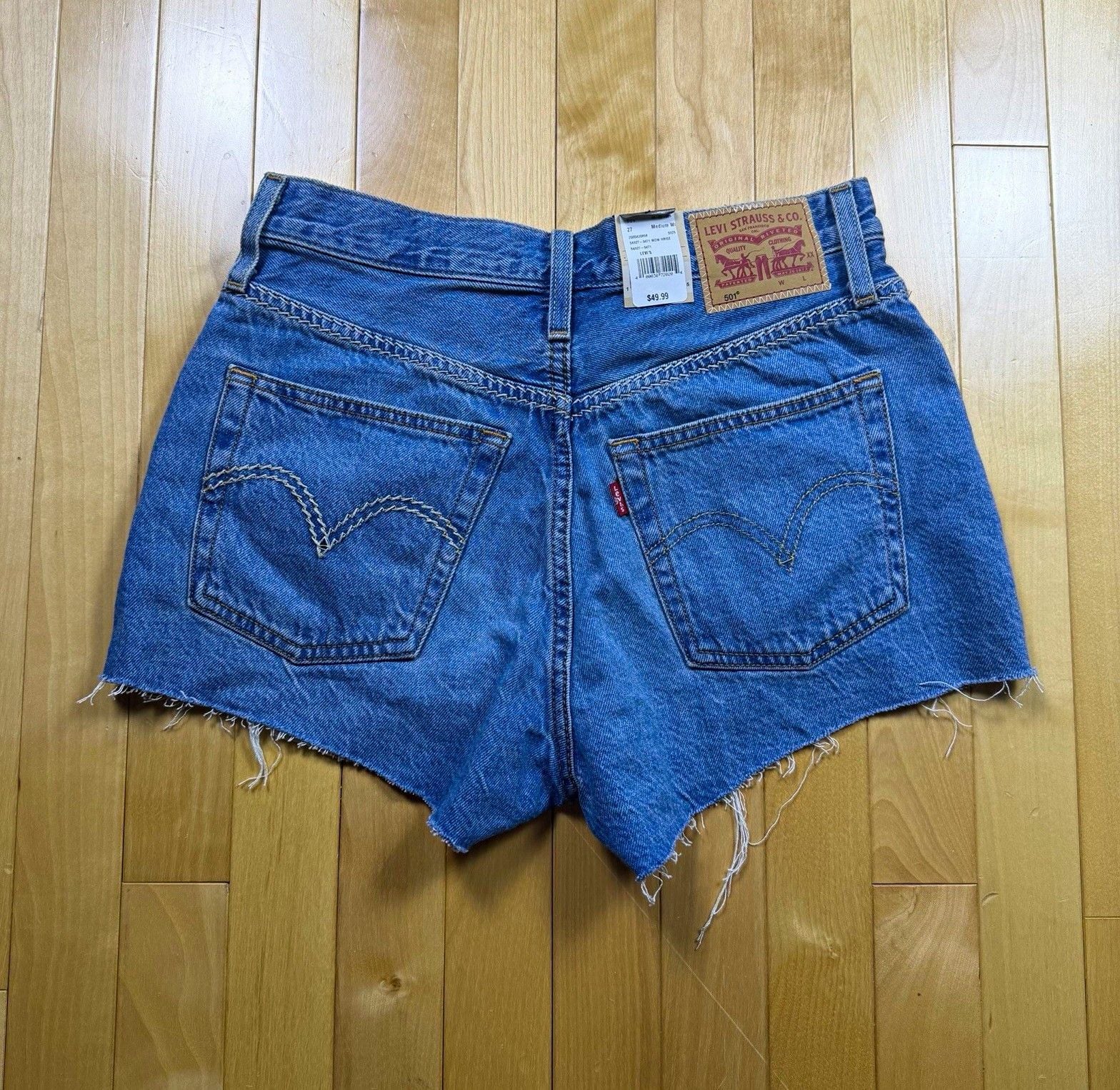 Levi's 501 High Rise Cutoff Denim Shorts W27 Distressed Raw Hem NWT Y2K 2