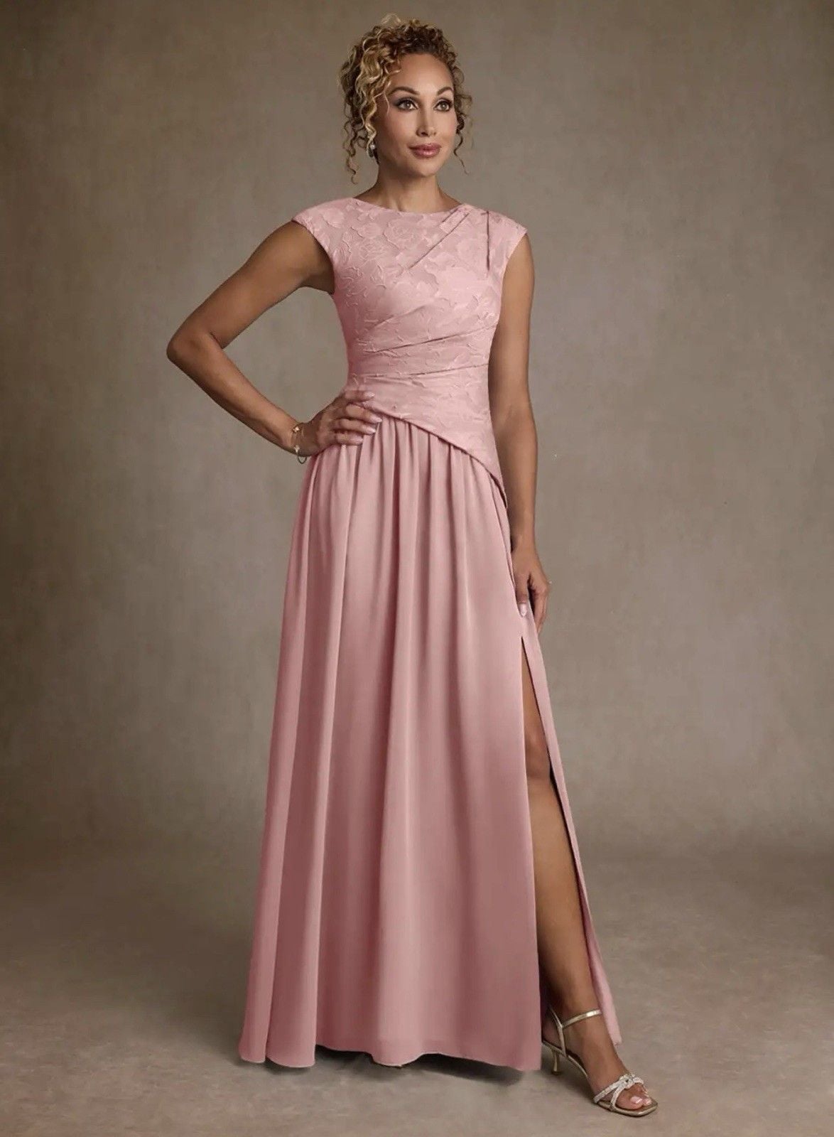 Azazie KalleenDusty Rose A-Line Pleated Chiffon Dress 2