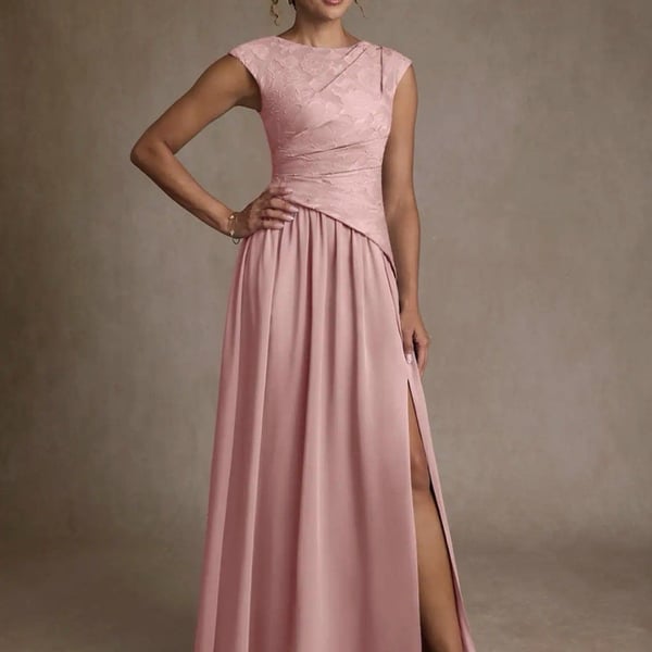 Azazie KalleenDusty Rose A-Line Pleated Chiffon Dress