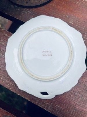 Vintage Noritake Porcelain Floral Trinket Dish w/ Gold Trim & Thumb Handle 14