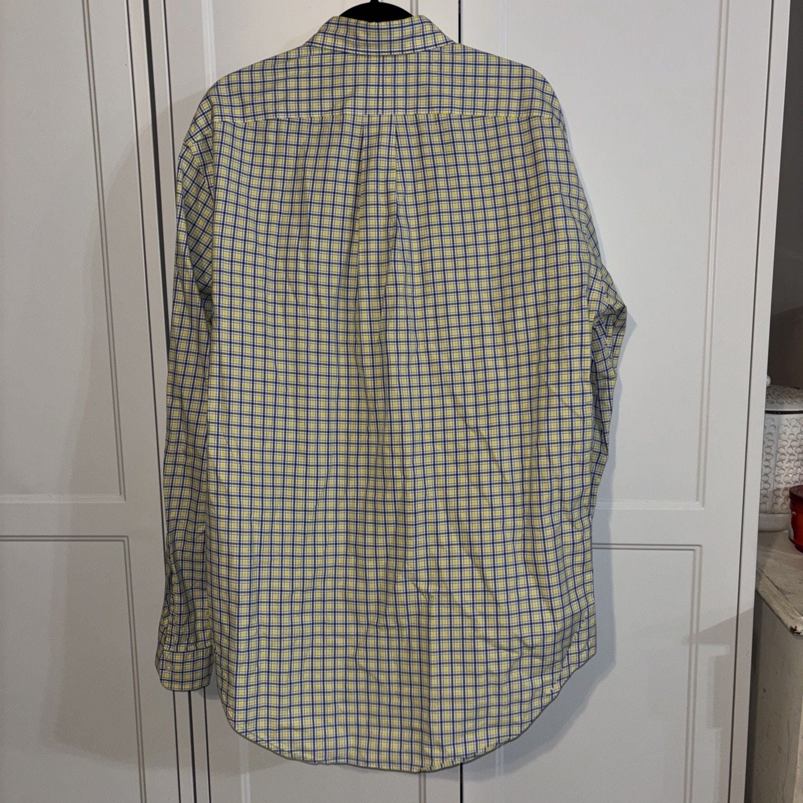 Ralph Lauren Shirt Men's Large Tall Blue Yellow Check Long Sleeve 6
