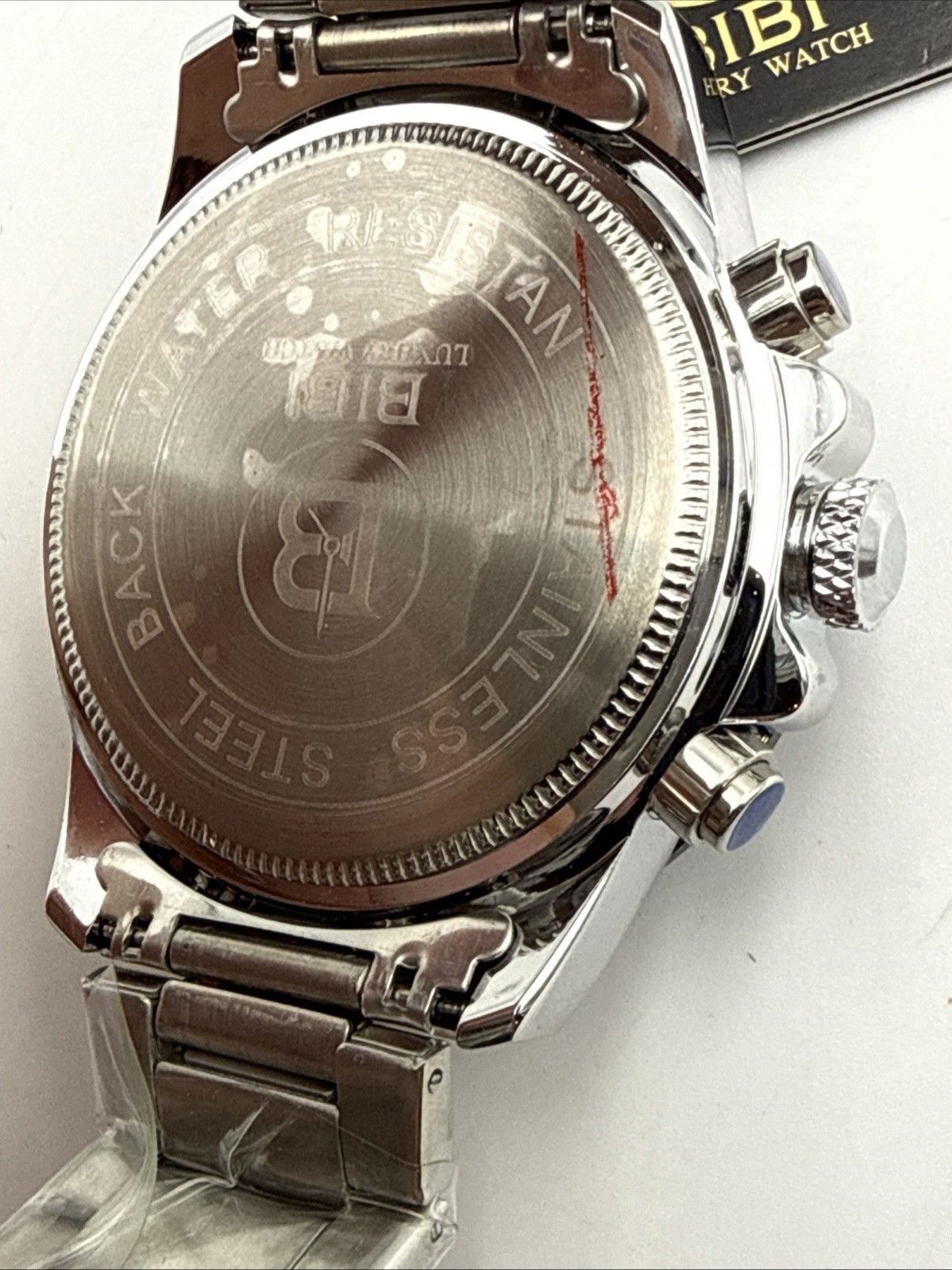🔥 BIBI Mens Chronograph Watch Blue Silver Stainless Steel 38mm B0247 NEW In BOX 7
