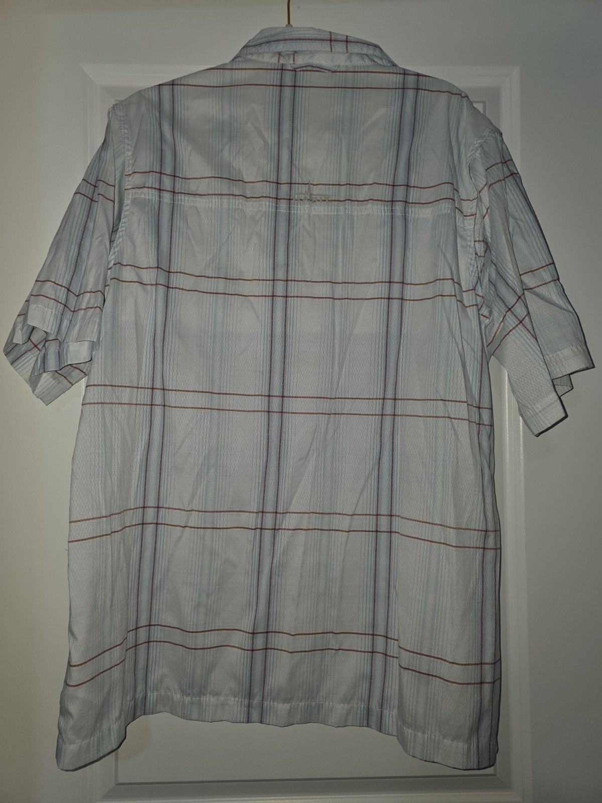 Habit Mens Fishing Shirt L Blue Plaid Short Sleeve UPF 40 Ventilated Pockets 3