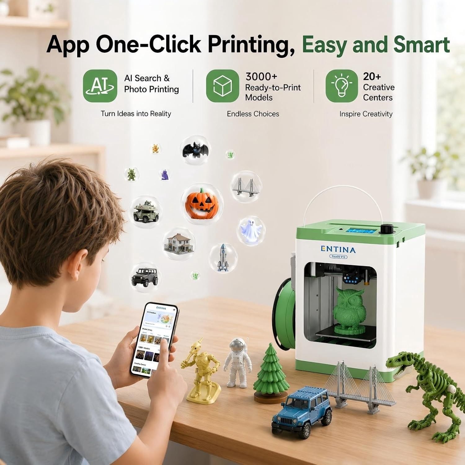 Entina Tina2S 3D Printer with WiFi Cloud Printing, Huge Library, Fully Assembled 4