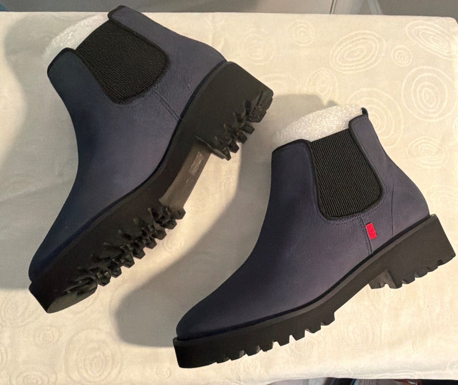 Marc Joseph New York Womens Chelsea Ankle Boots Slip-On Lug Sole Blue/Black 7 7