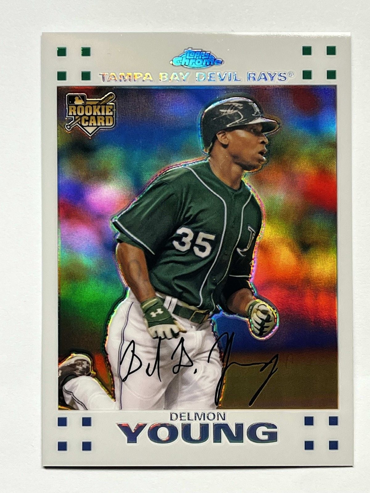 2007 Topps Chrome Delmon Young #299 White Refractor /660 RC Tampa Bay Devil Rays 1