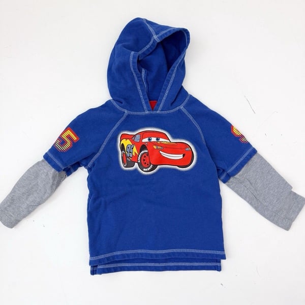 Lightning McQueen Light Weight Pullover Hoodie Disney Blue 3T Toddler
