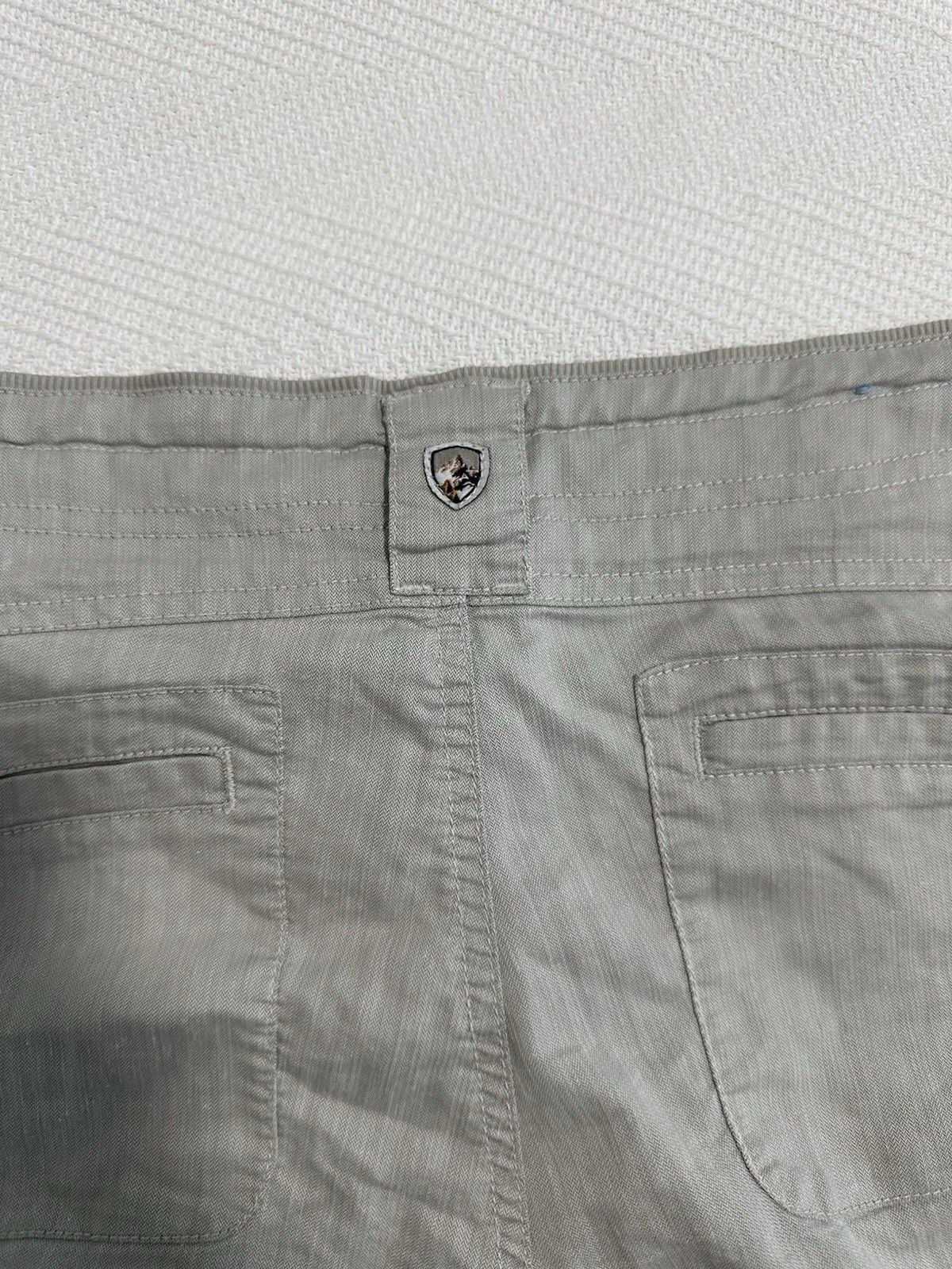 Kuhl Cabo Shorts Gray Cotton Linen Blend Hiking Hidden Drawsting Waist Size 12 13