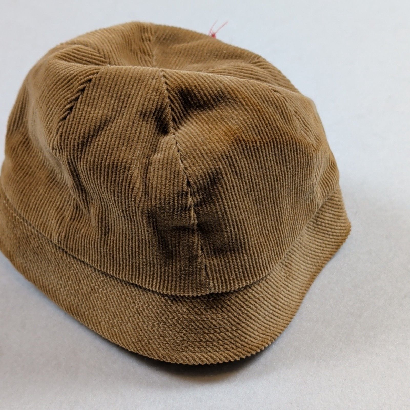 Child's Brown Corduroy Cloche Hat w/ Feather Accent Lined 6