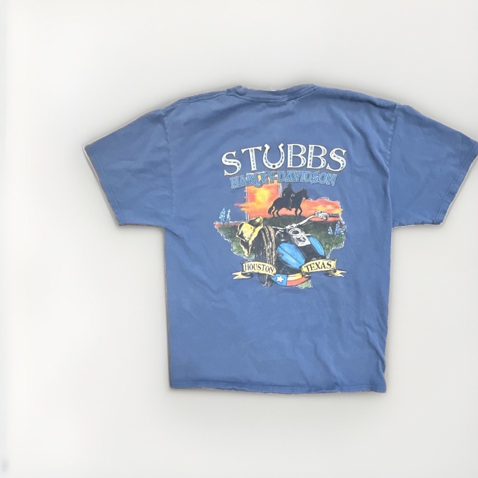 Harley-Davidson Stubbs Houston Texas 2010 Blue Graphic T-Shirt Men's Size L 6