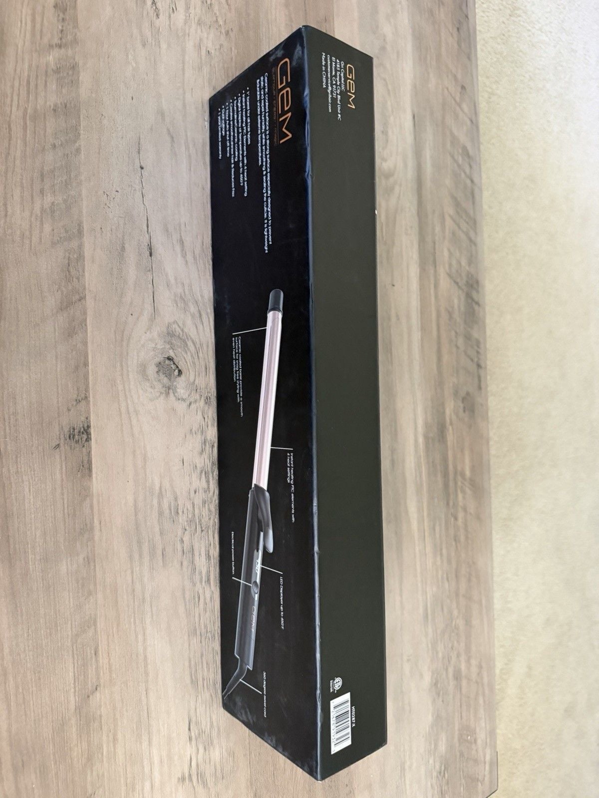 GEM 1” Ceramic Curling Iron Extended Barrel Rose Gold Dual Voltage 3