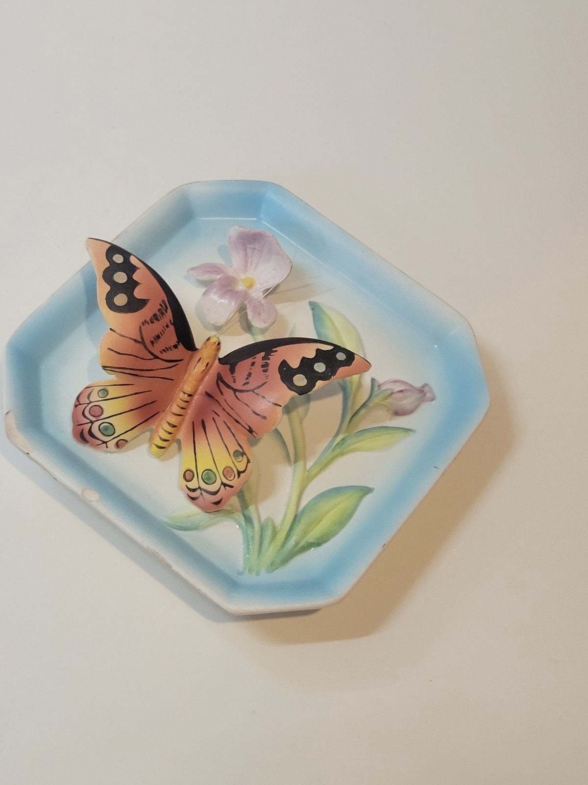 Vintage Napco 1960 Monarch Butterfly Trinket Dish 2
