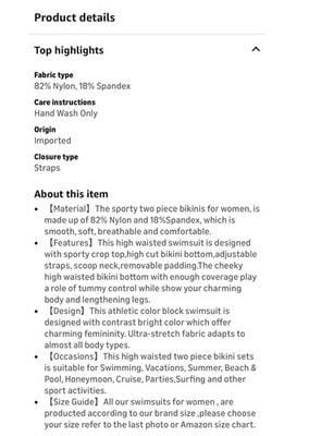 BMJL Women's High Waisted Bikini Sets Two Piece Swimsuits Cheeky High Cut-SIZE S 9