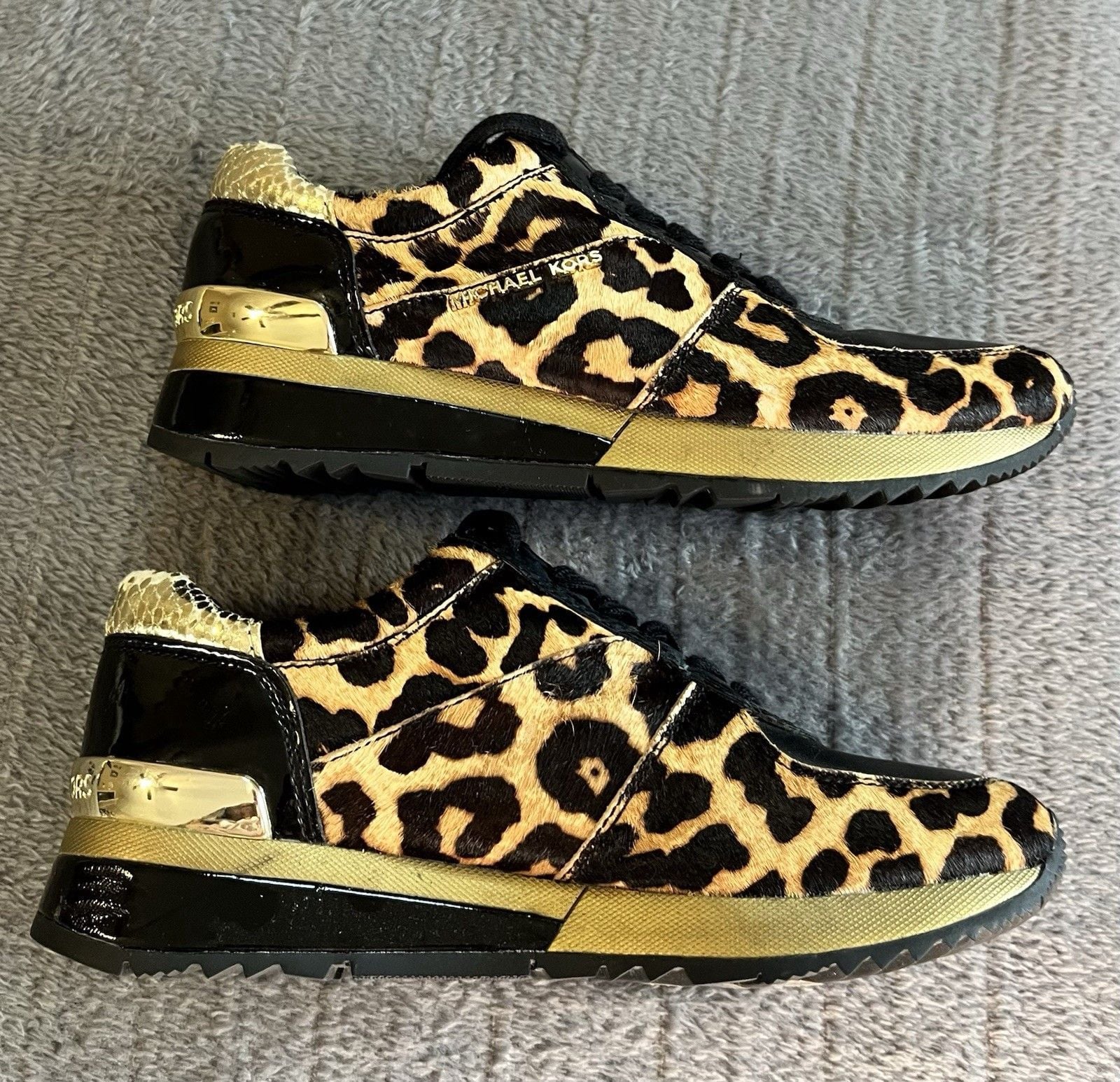 Women’s Michael Kors Trainer Sneakers Leopard Print Calf Hair Size 5.5 10