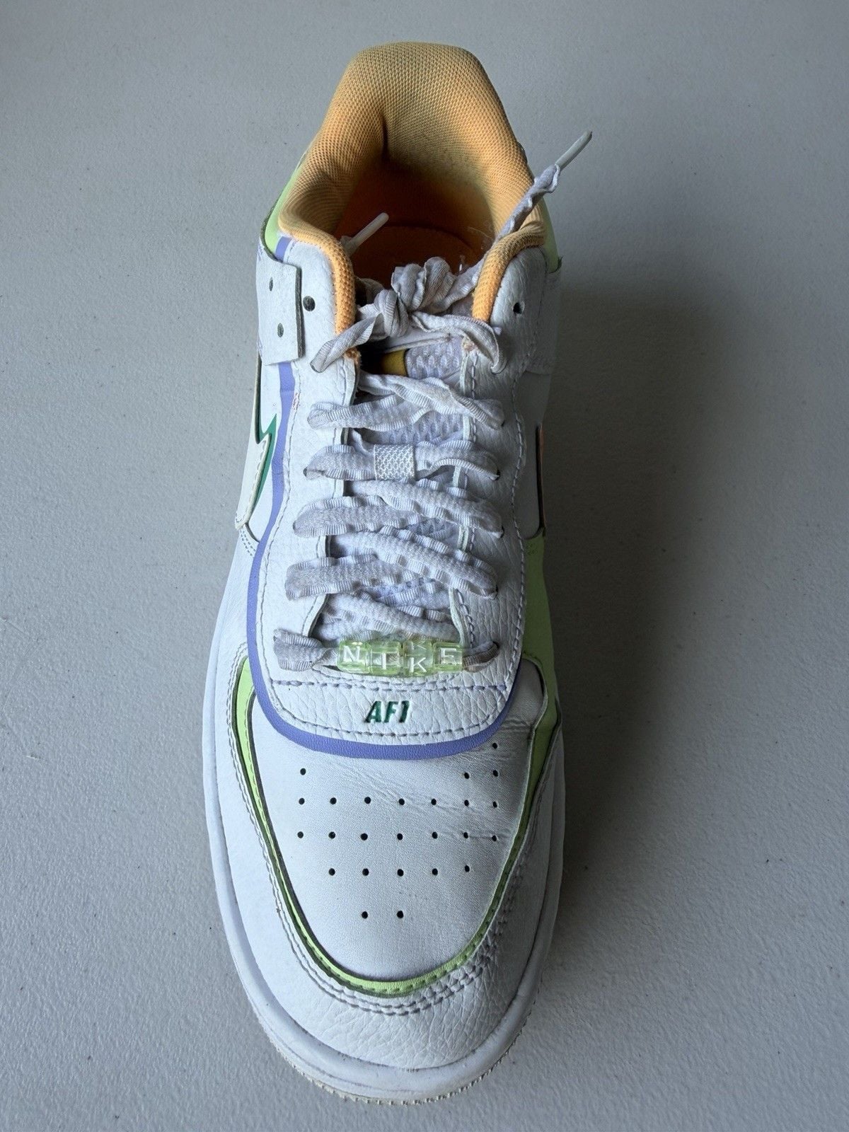 Nike Air Force 1 Low Top Men’s Colorblock Lace-Up Sneakers White Orange Green 12
