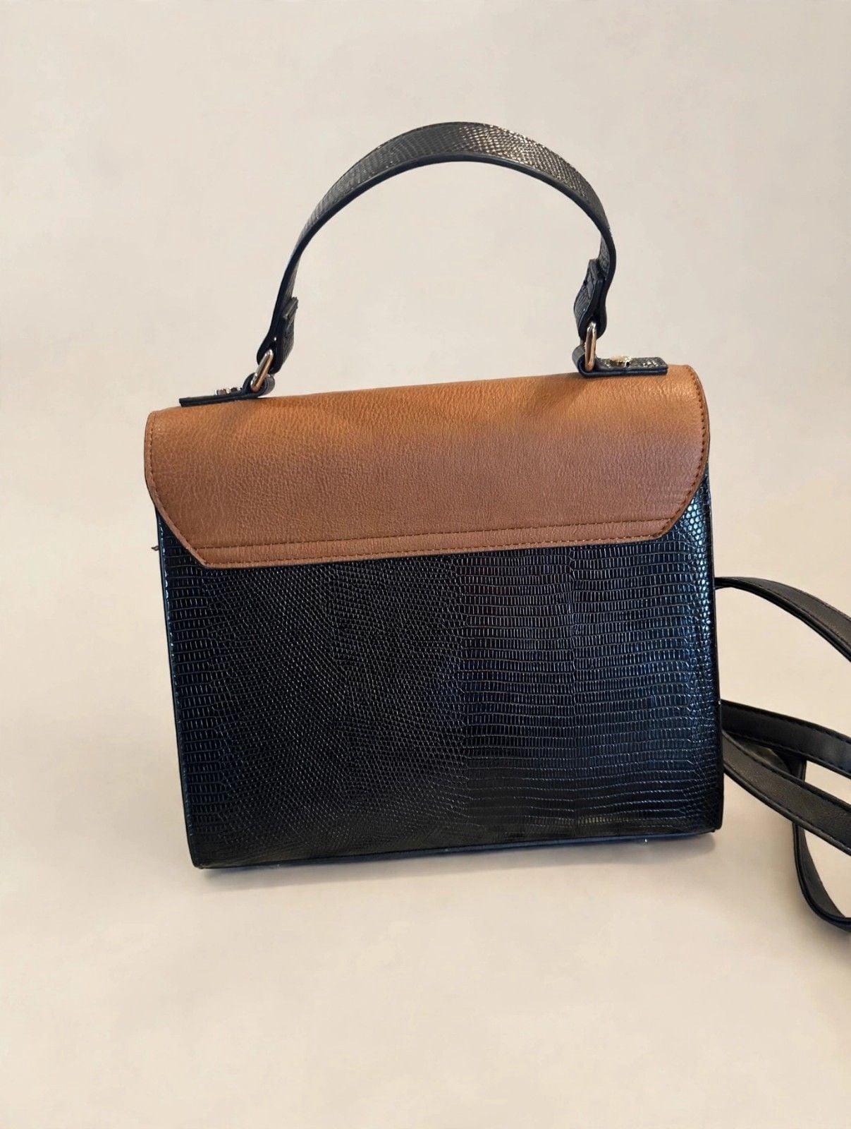 Dune London Women's Brown Black Lizard Embossed Handbag Crossbody 3