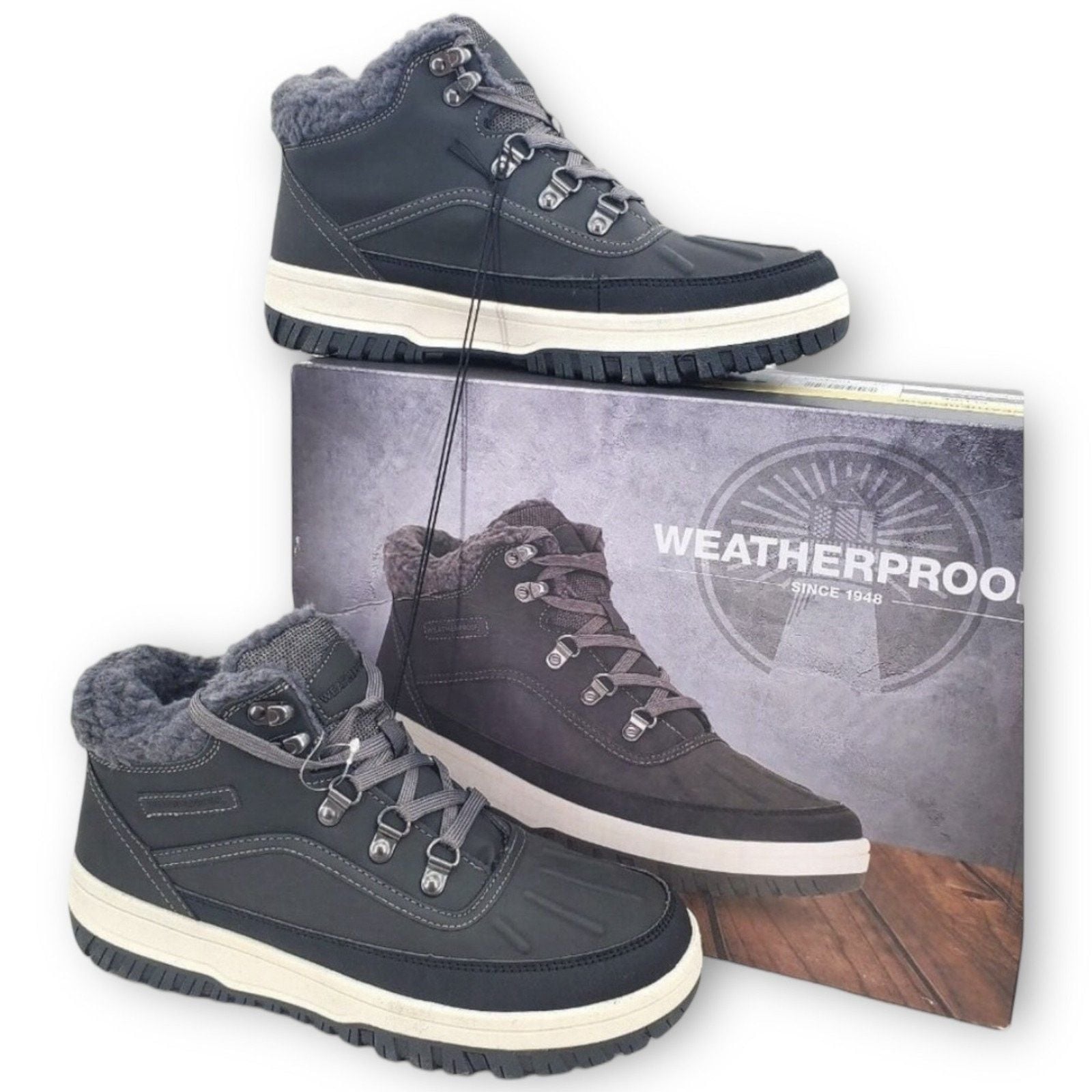 NWT Weatherproof Landon Men’s Suede Sneaker Boots – Grey – Size 13 4