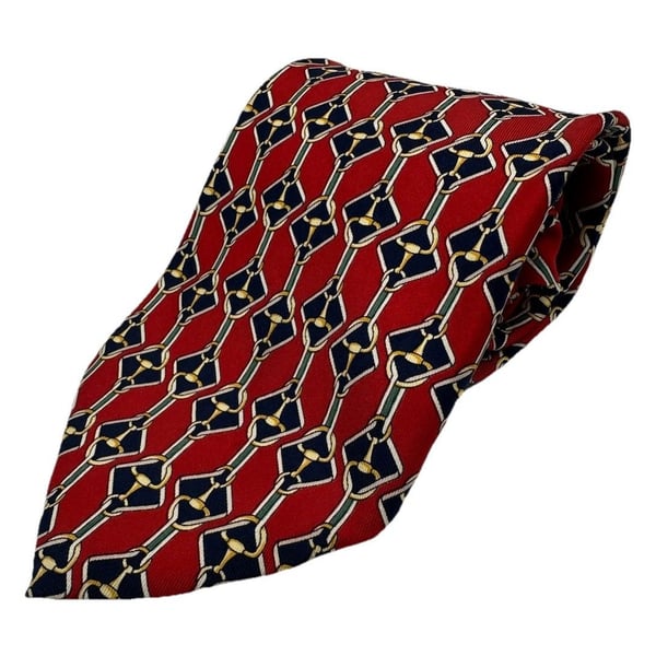 Vtg Paolo Gucci 100% Silk Tie Mens Red Blue Knots  Italy