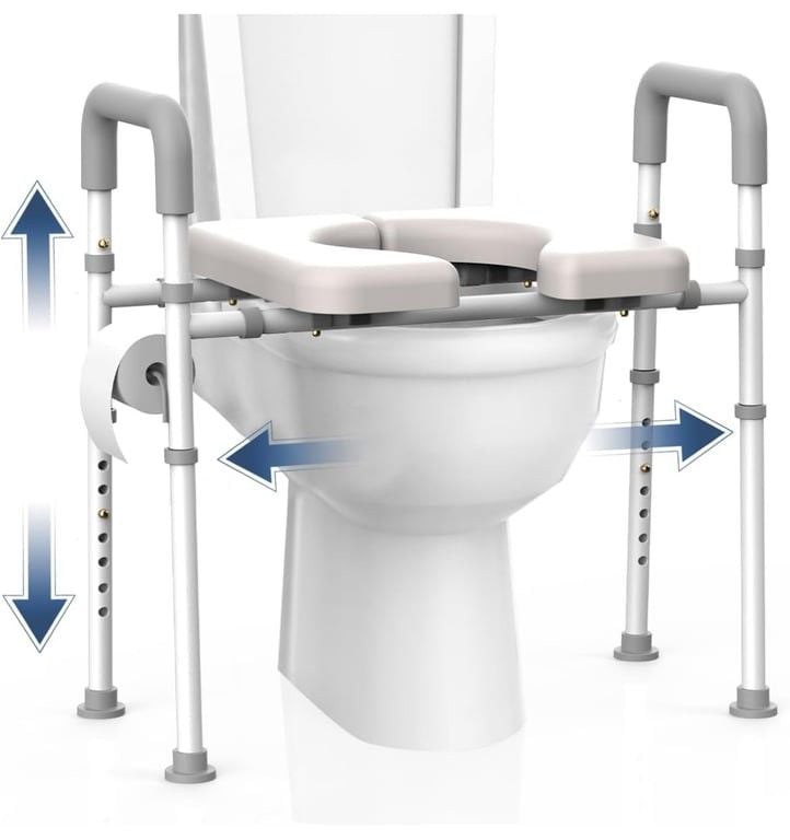 Raised Toilet Seat with Handles - Adjustable Elevated Toilet Seat Riser, 400 lbs Toilet Seat Riser for Seniors, Handicap and Disabled, Fit Any Toilet 3