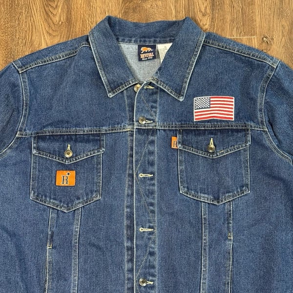 Usa Made Mens Denim Jacket XL Revival Usa Patch American Vintage Look
